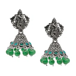 Shining Jewel - By Shivansh Silver-Plated CZ Studded Classic Jhumkas Earrings-image-56
