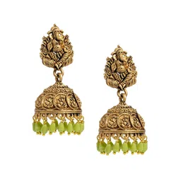 Shining Jewel - By Shivansh Silver-Plated Dome Shaped Jhumkas-image-30