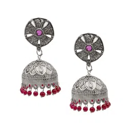 Shining Jewel - By Shivansh Gold-Plated Cubic Zirconia Oxidised Jhumkas-picture-56