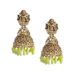 Shining Jewel - By Shivansh Silver-Plated Beaded Dome Shaped Jhumkas-14