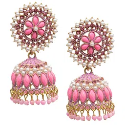 Shining Jewel - By Shivansh Gold Plated Cubic Zirconia Dome Shaped Jhumkas-11