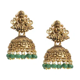 Shining Jewel - By Shivansh Silver-Plated Beaded Dome Shaped Jhumkas-50