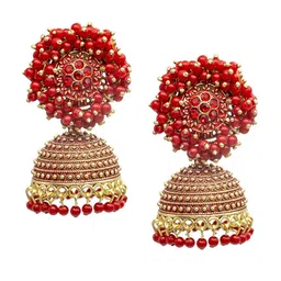Shining Jewel - By Shivansh Gold-Plated Contemporary Jhumkas Earrings-28