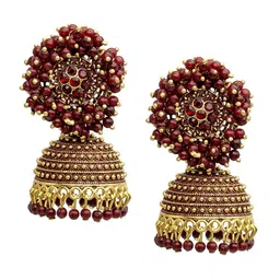Shining Jewel - By Shivansh Gold Plated Cubic Zirconia Dome Shaped Jhumkas-1
