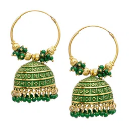 Shining Jewel - By Shivansh Gold Plated Contemporary Cubic Zirconia Jhumkas-image-62