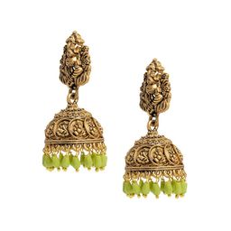 Shining Jewel - By Shivansh Gold Plated Cubic Zirconia Dome Shaped Jhumkas-9