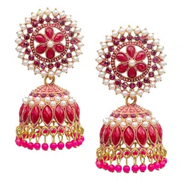 Shining Jewel - By Shivansh Gold-Plated Contemporary Jhumkas Earrings-18