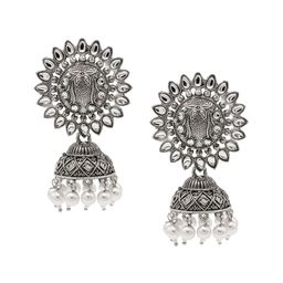 Shining Jewel - By Shivansh Silver-Plated Oxidised Contemporary Jhumkas-41