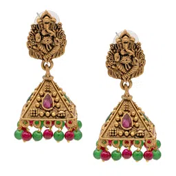 Shining Jewel - By Shivansh Gold Plated Temple Contemporary Jhumkas-image-25