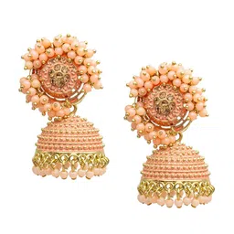 Shining Jewel - By Shivansh Gold Plated Cubic Zirconia Dome Shaped Jhumkas-5