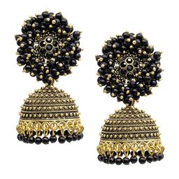 Shining Jewel - By Shivansh Gold-Plated Cubic Zirconia- Studded Brass Dome Shaped Jhumkas-30