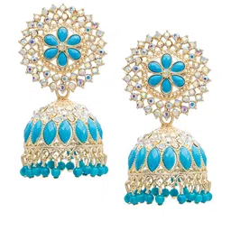 Shining Jewel - By Shivansh Gold-Plated Contemporary Jhumkas Earrings-picture-29