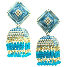 Shining Jewel - By Shivansh Gold Plated Cubic Zirconia Dome Shaped Jhumkas-3