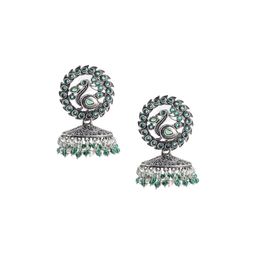 Shining Jewel - By Shivansh Silver-Plated Oxidised Contemporary Jhumkas-12