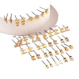 ToniQ  Set of 20 Gold-Plated Stud Earrings-46