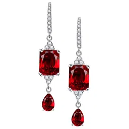Designs & You Silver Plated Cubic Zirconia Studded Geometric Drop Earrings-37