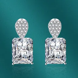 Designs & You Silver-Plated Geometric Cubic Zirconia Drop Earrings-7