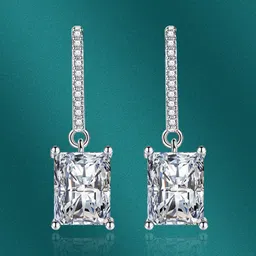 Designs & You Silver-Plated Cubic Zirconia Studded Geometric Drop Earrings-11