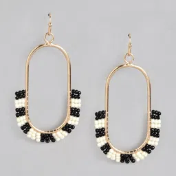 RICHEERA Black & Off White Geometric Drop Earrings-22