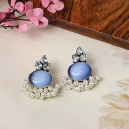 VENI Silver Plated Oxidised Classic Drop Earrings-58