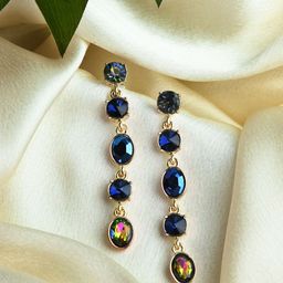 Accessorize London Women's Blue Mixed Shape Gem Drop Earring-41