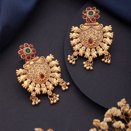 Jazz and Sizzle Gold-Plated Classic Stone-Studded & Beaded Chandbalis-96