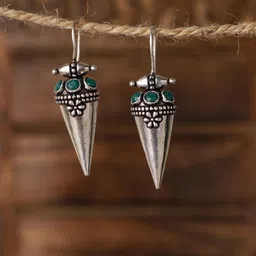 VENI Silver-Plated Classic Oxidised Drop Earrings-13