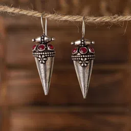 VENI Silver-Plated Oxidised Classic Drop Earrings-18