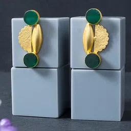 Golden Peacock Gold-Toned Classic Drop Earrings-35