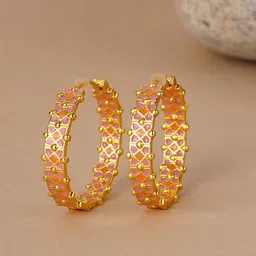 Voylla Women Gold Plated Geometric Trendy Brass Hoop Earrings-57