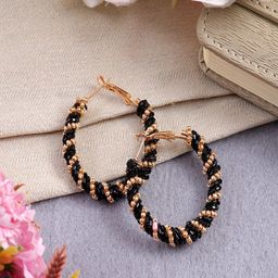 UNIVERSITY TRENDZ Gold-Plated Pearl Beaded Classic Hoop Earrings-51