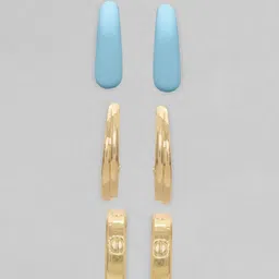 Rubans Voguish Set Of 3 Gold-Plated Half Hoop Earrings image 5
