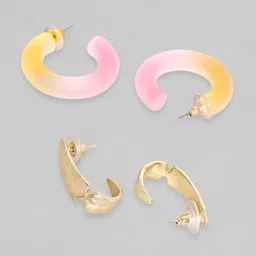 Rubans Voguish Set Of 2 Gold-Plated Half Hoop Earrings image 3
