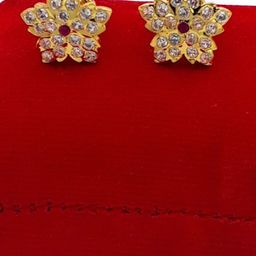 Anujeet Fashion Hub Gold-Plated American Diamond Studded Floral Studs Earrings-image-39