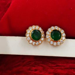 Anujeet Fashion Hub Gold-Plated American Diamond Studded Circular Studs-image-98