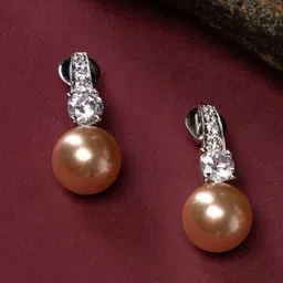 justpeachy Rhodium-Plated Spherical Studs Earrings-6