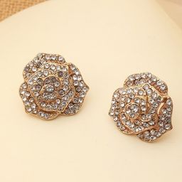 Jazz and Sizzle Gold-Toned Floral Shaped Studs Earrings-33