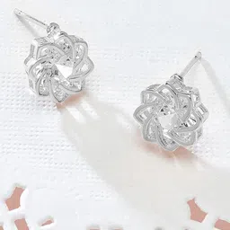 AMI Silver-Toned Floral Silver-Plated Studs Earrings-58