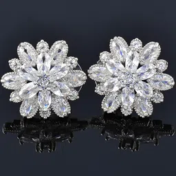 Designs & You Silver Plated American Diamond Studded Floral Studs Earrings-10