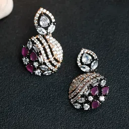 Priyaasi Rose Gold Floral Studs Earrings-image-65