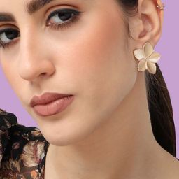 SOHI Gold-Plated Floral Studs Earrings-image-63
