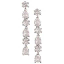 RATNAVALI JEWELS Silver-Plated Teardrop Shaped Drop Earrings-11