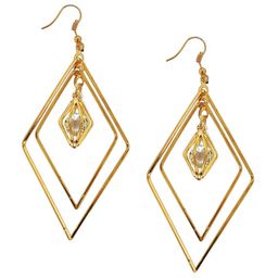 FEMMIBELLA Gold-Plated Geometric Drop Earrings-17