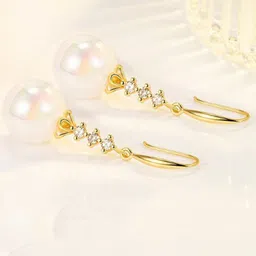 MYKI Gold-Plated CZ Studded Contemporary Drop Earrings-image-50