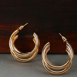 Bhana Fashion Gold Plated Circular Half Hoop Earrings-image-23