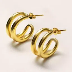 ZIVOM Gold-Plated Circular Half Hoop Earrings-image-59
