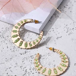Accessorize Beaded Circular Half Hoop Earrings-98