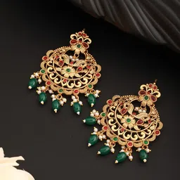 Saraf RS Jewellery Gold-Plated Cresent Shaped Chandbalis-13