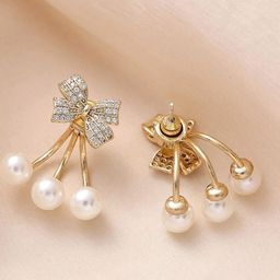 Xivir Rose Gold-Plated Rhinestone Studded Studs Earrings-30