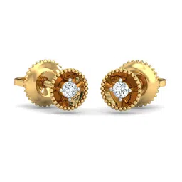 KUBERBOX 18KT Gold Hemisphere Diamond-Studded Earrings-1.28gm-image-67